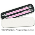 JJ Series Pen and Pencil Gift Set in Tin Gift Box - Pink